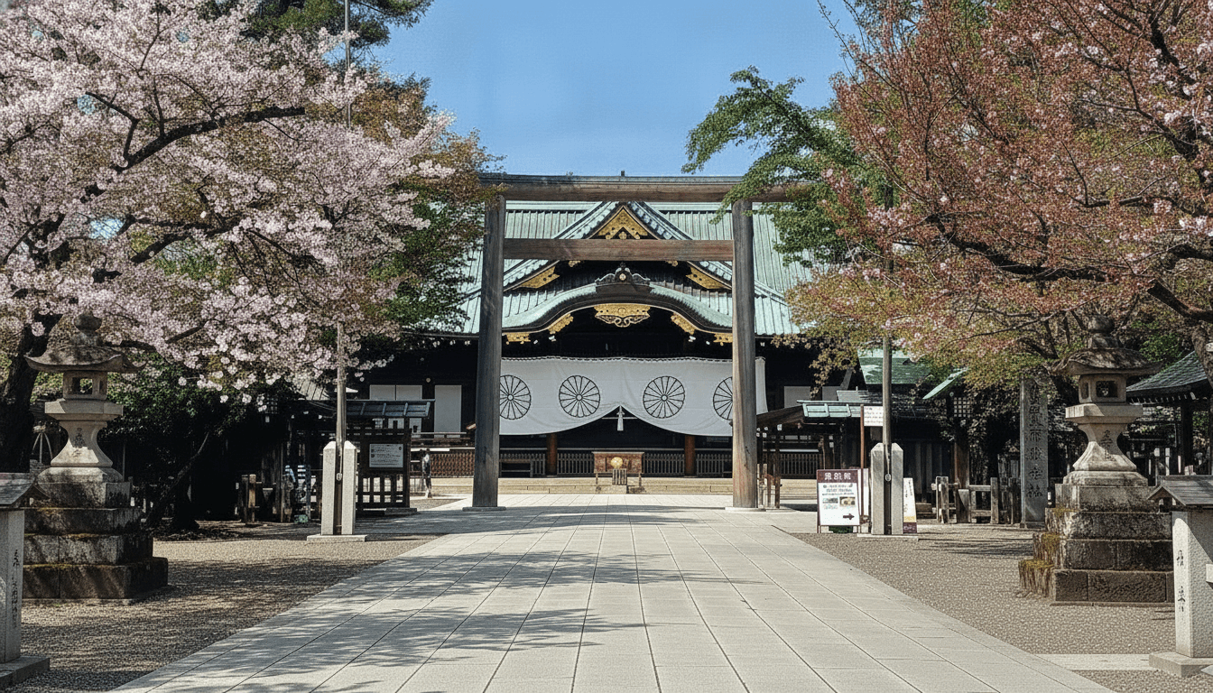 Yasukuni Shrine torii gate and approach, Chiyoda, Tokyo, Japan