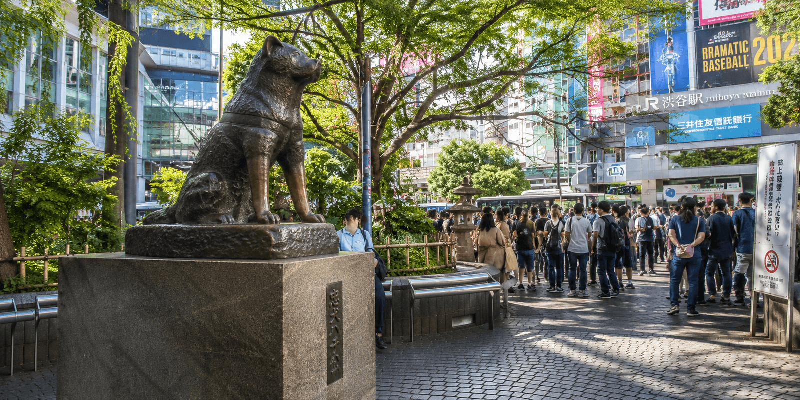 The bronze Hachiko Statue at Hachiko Plaza outside Shibuya Station's Hachiko Exit, Shibuya, Tokyo, Japan