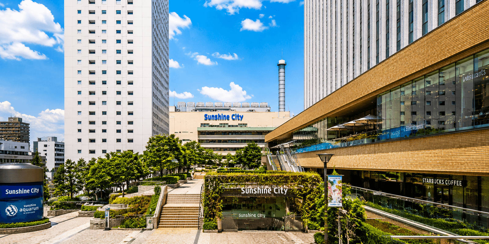 Sunshine City complex and the Sunshine 60 tower rising above Higashi-Ikebukuro, Tokyo, Japan