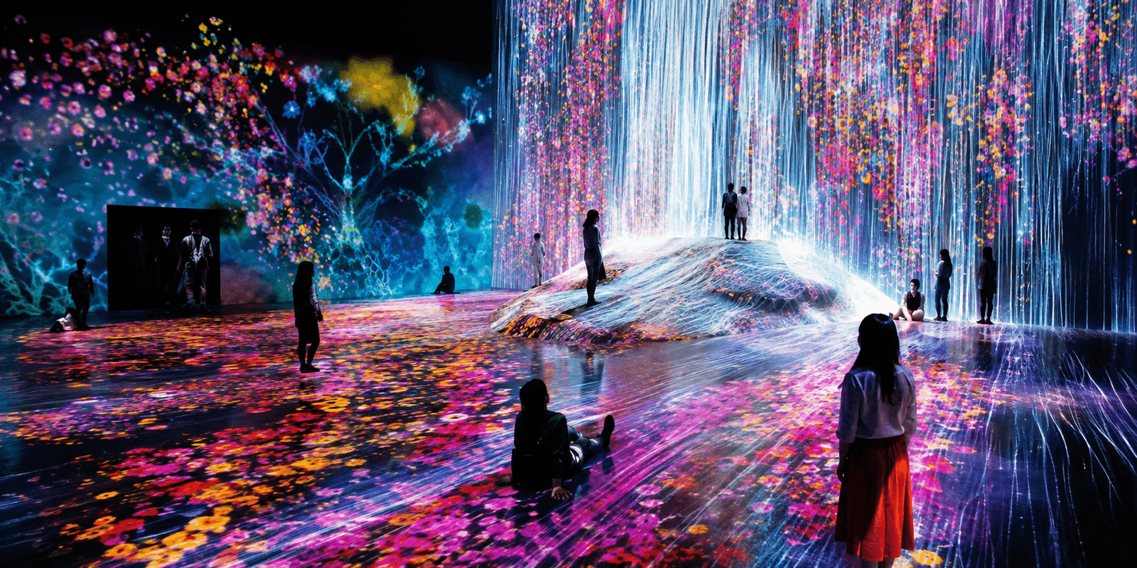 teamLab Borderless immersive digital light installation at Azabudai Hills, Minato, Tokyo, Japan
