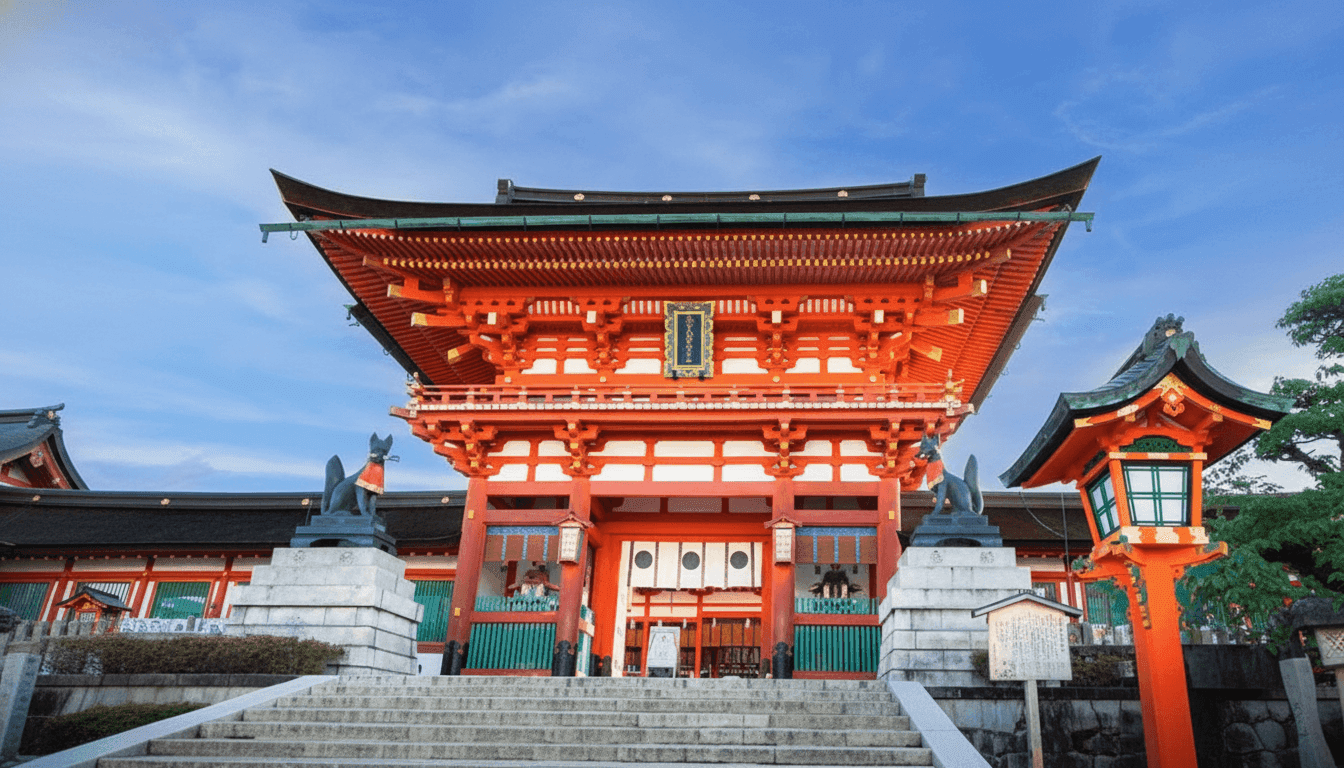 Food stalls and inari-zushi shops lining the approach street to Fushimi Inari Taisha, Kyoto