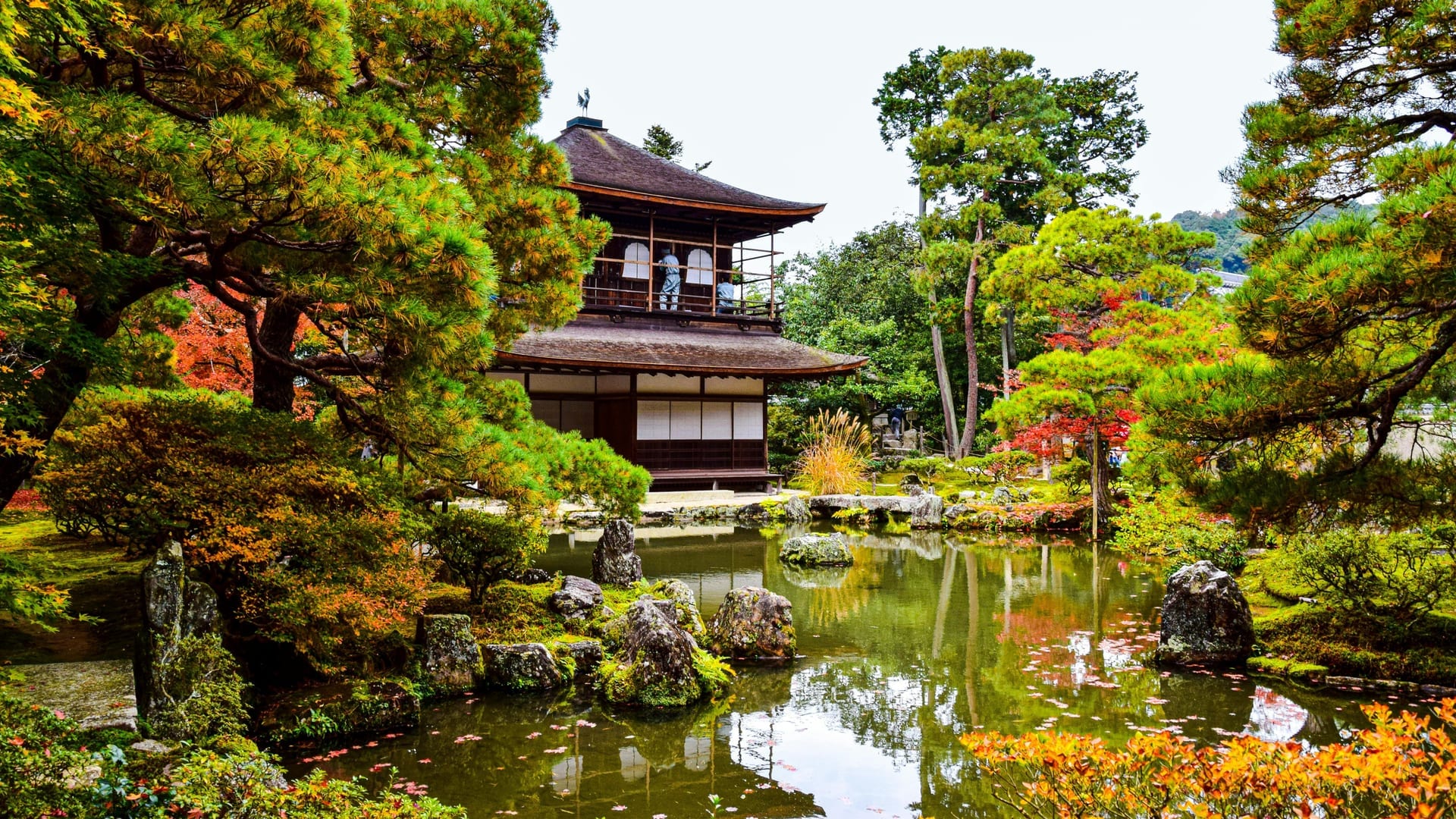 The Silver Pavilion reflected in the pond garden at Ginkaku-ji temple in Kyoto