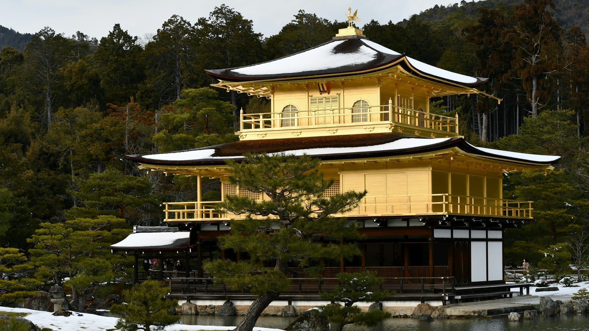 Golden Pavilion of Kinkaku-ji reflected in the still waters of Kyokochi Pond, Kyoto