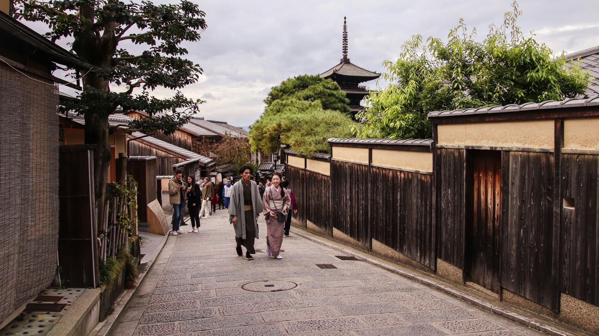 Traditional craft and ceramic shops along Ninenzaka in the historic Higashiyama district of Kyoto