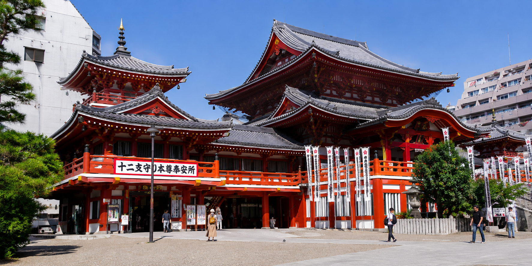 Osu Kannon Temple's Main Hall and grounds in the Osu district of Naka-ku, Nagoya