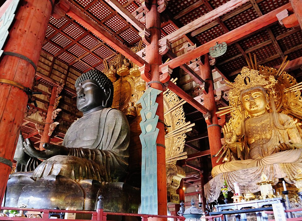 Todai-ji Great Buddha Hall Daibutsuden wooden structure approach Nara Japan