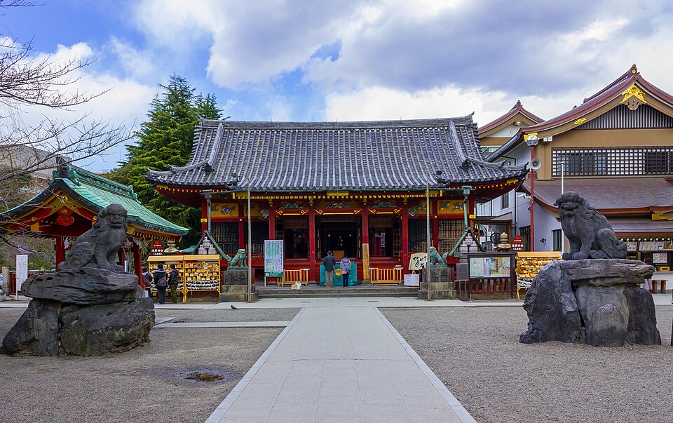 Asakusa Shrine torii gate and main hall located inside the Senso-ji temple complex