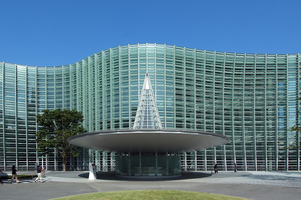 National Art Center Tokyo striking curved glass facade architecture, Tokyo, Japan