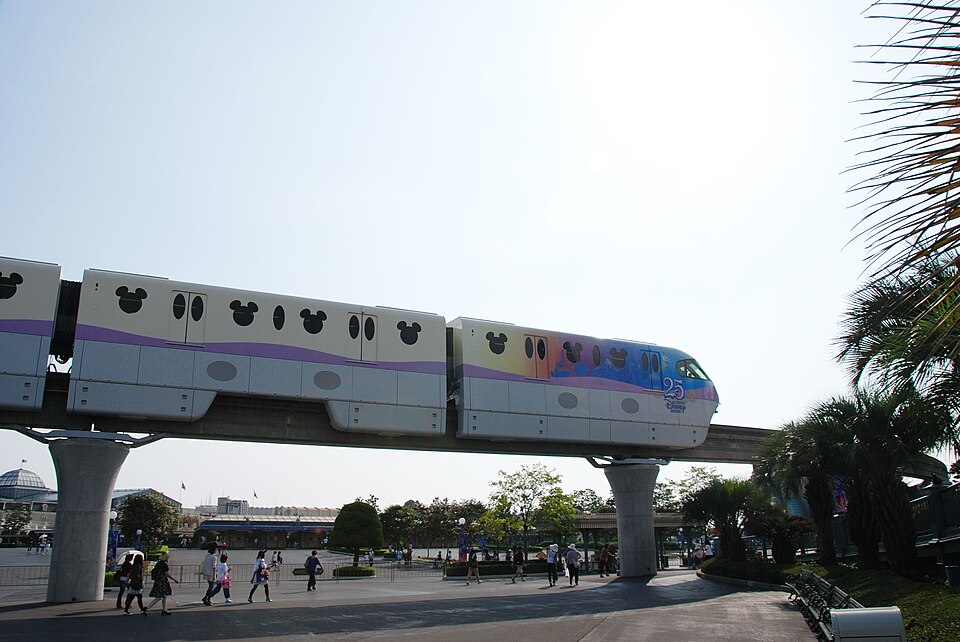 Disney Resort Line themed monorail connecting Tokyo Disney Resort facilities, Urayasu, Japan