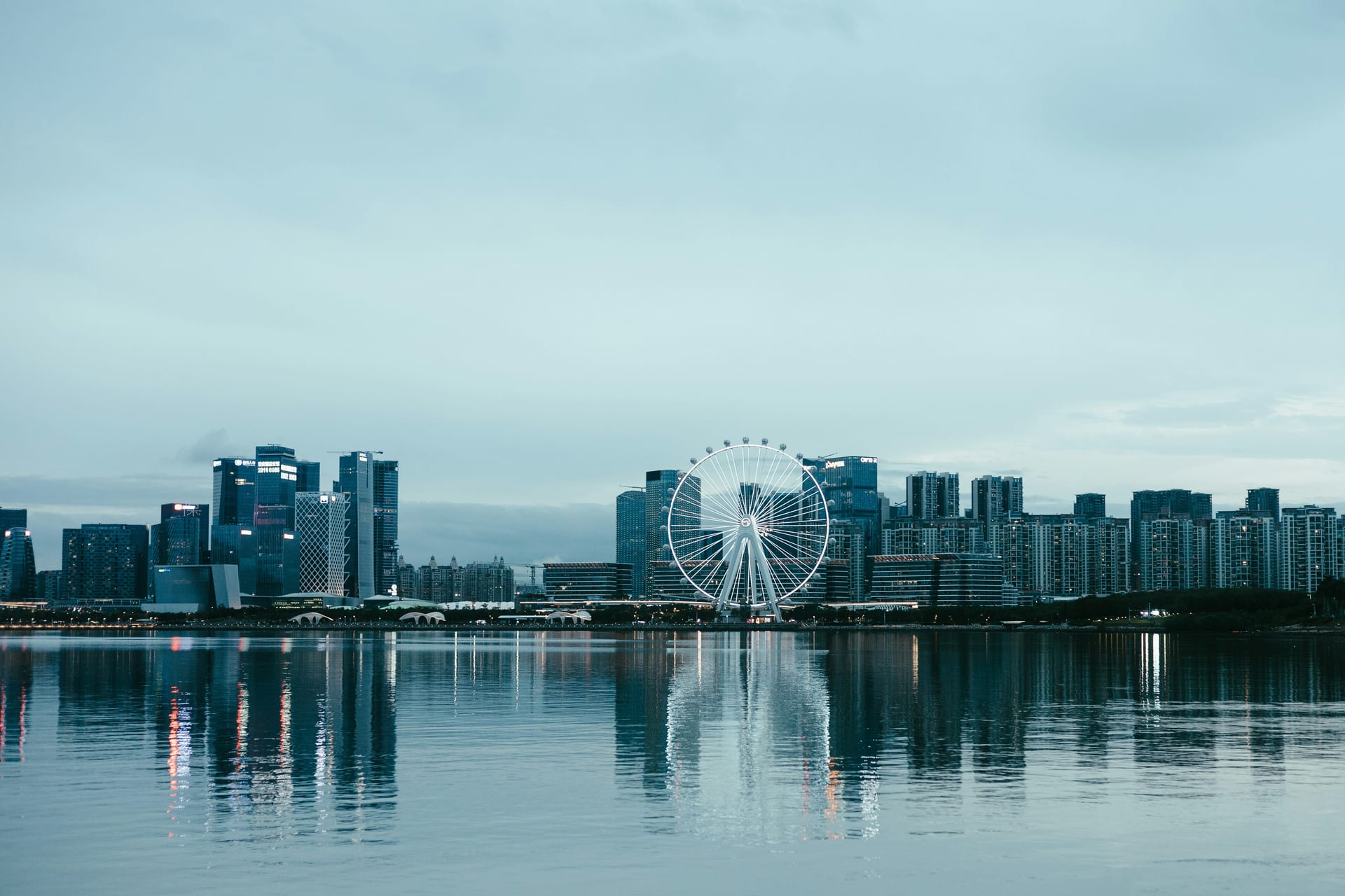 Minato Mirai 21 waterfront skyline and harbor view in Yokohama