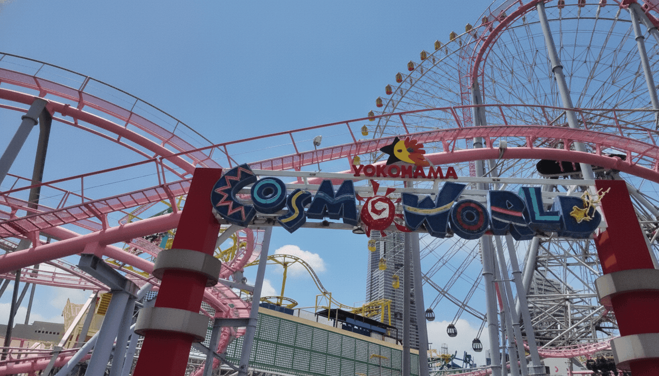 Yokohama Cosmo World amusement park and Cosmo Clock Ferris wheel Japan