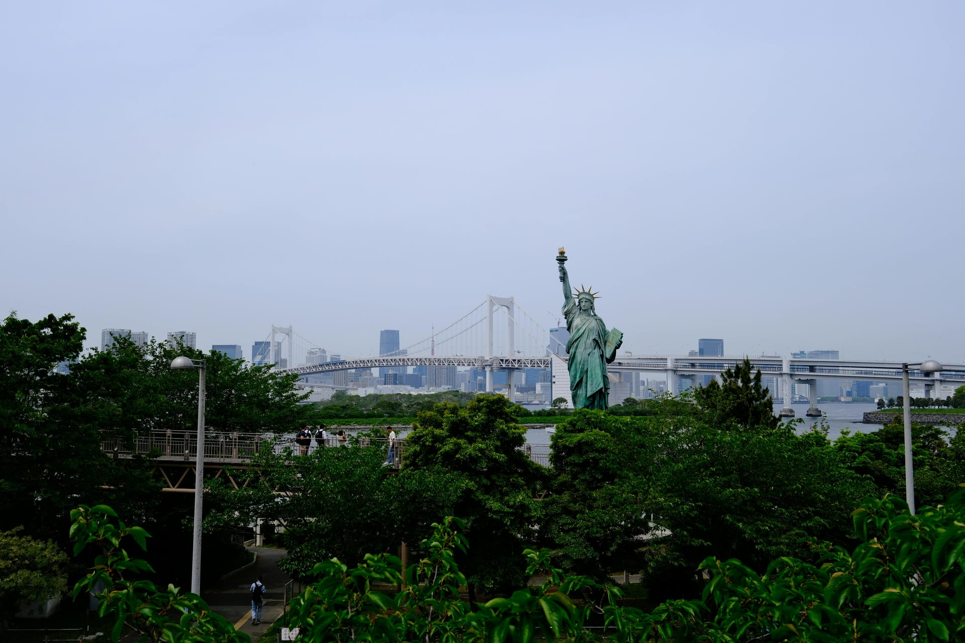 Odaiba - futuristic waterfront and Rainbow Bridge view, Tokyo, Japan