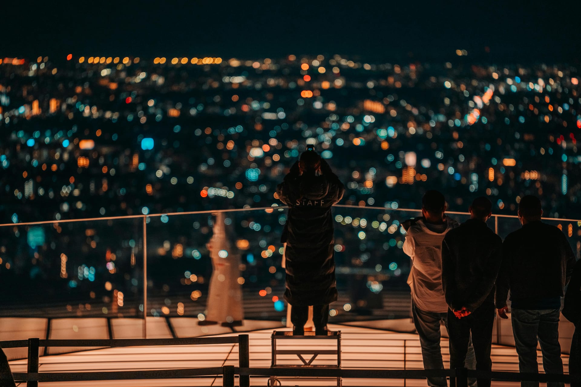 Shibuya Sky - open-air rooftop observation deck above Shibuya Crossing, Tokyo, Japan