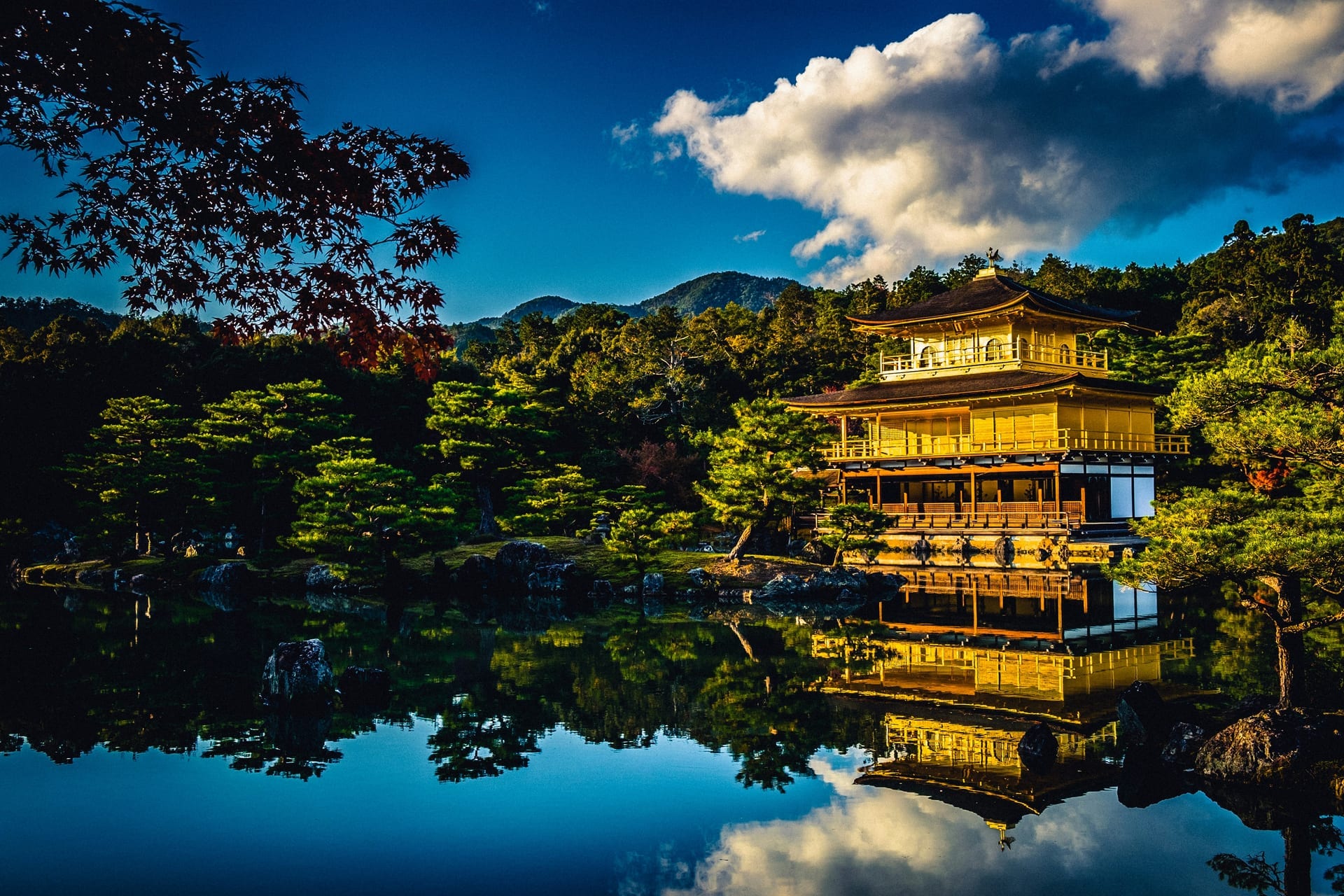 Kinkaku-ji, the Golden Pavilion, reflected in its pond in Kyoto