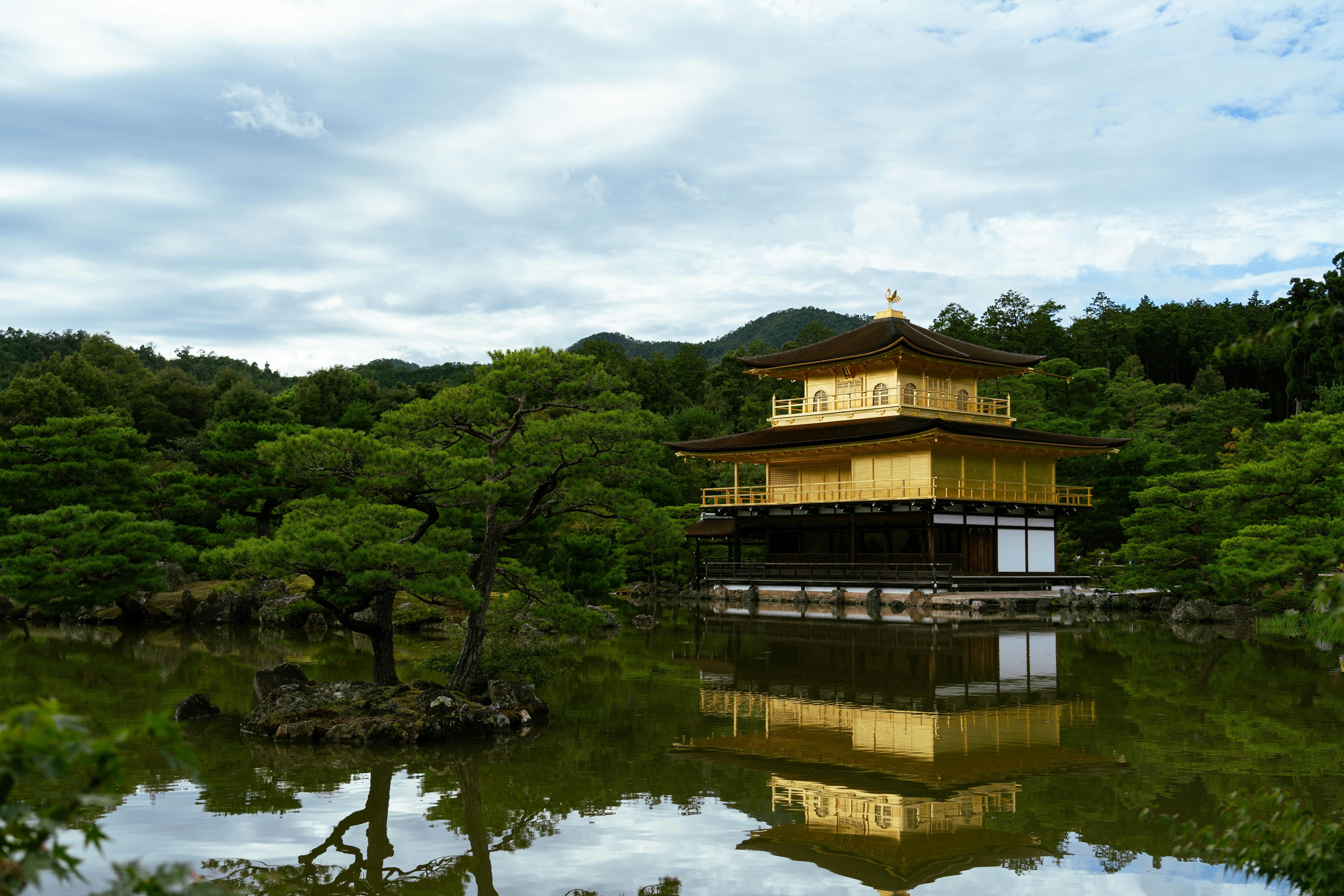 Kinkaku-ji, the Golden Pavilion, reflected in its pond in Kyoto