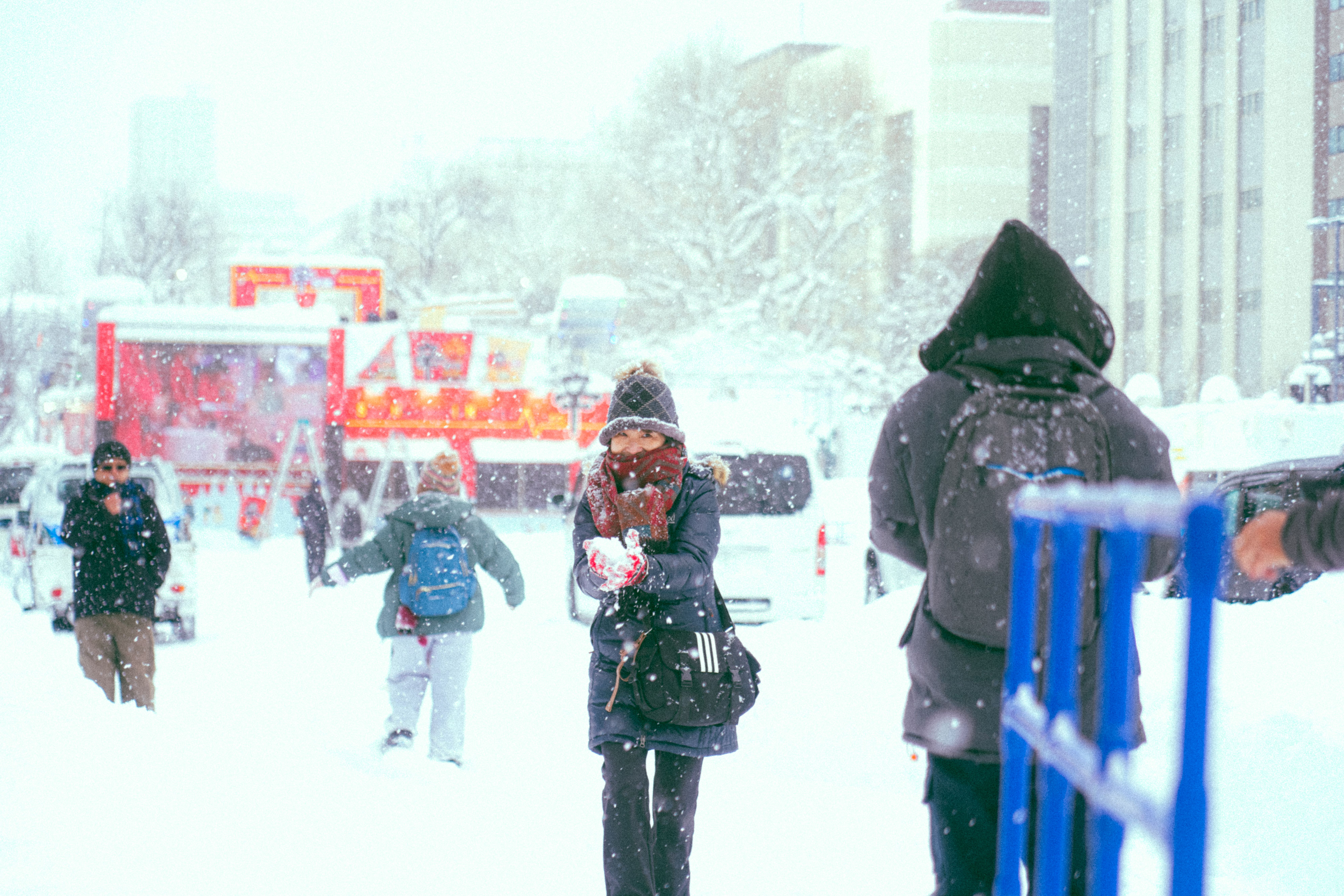 Snow-covered cityscape evoking Hokkaido's winter season